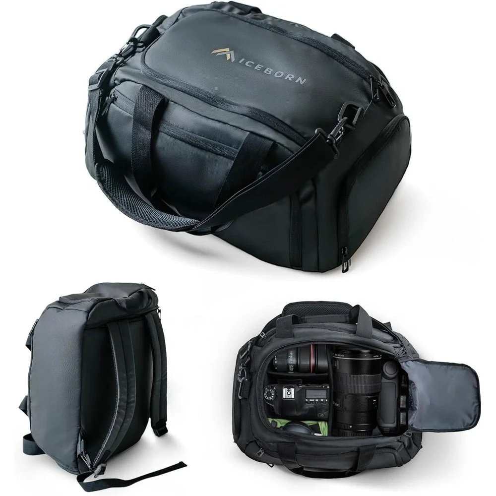 Iceborn 3-in-1 Camera Backpack Duffel 900D Waterproof‎ 19in Laptop Canon Nikon
